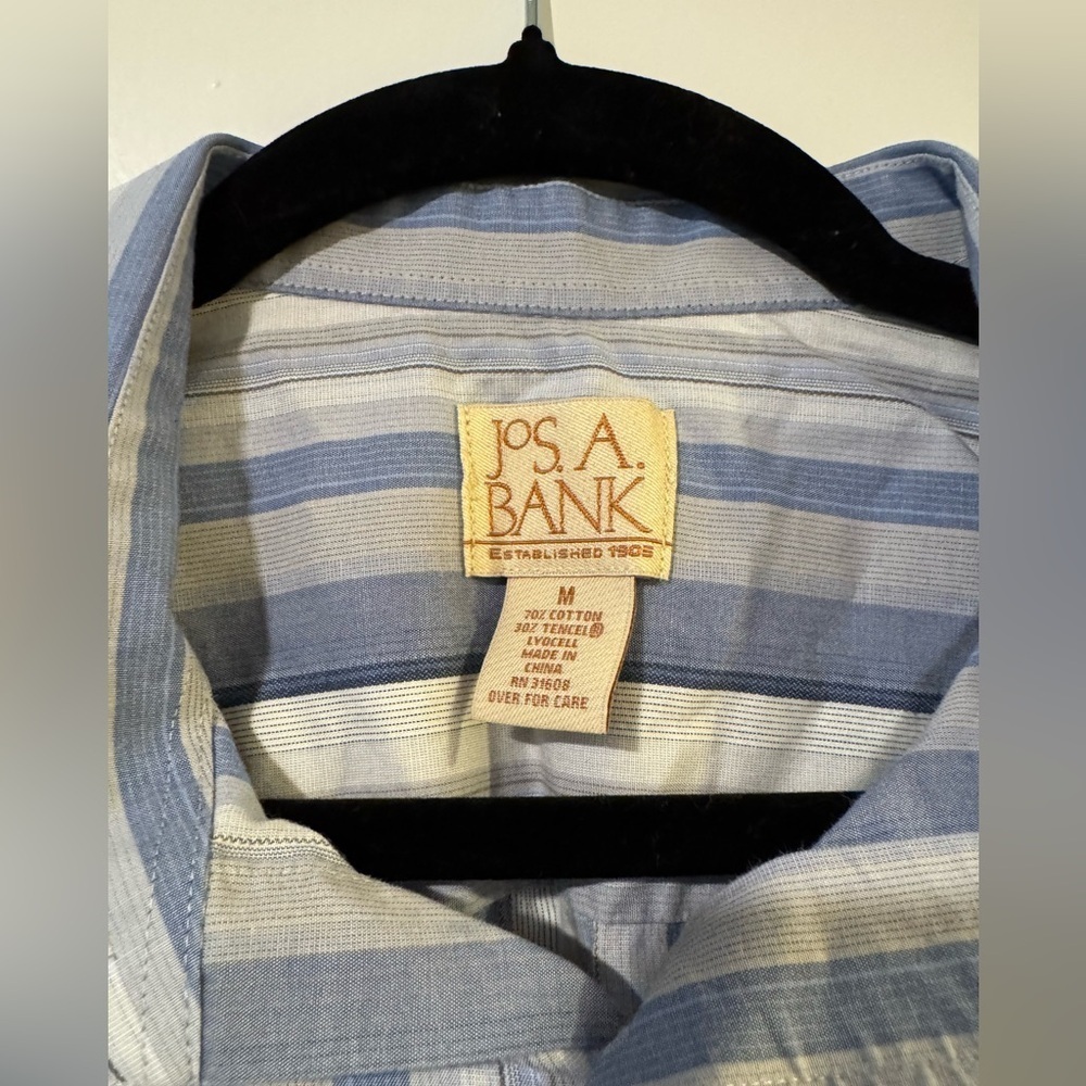 Jos. A. Bank Light Blue and White Striped Shirt size medium - Picture 2 of 4